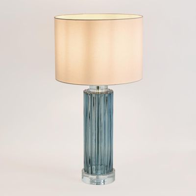 Serento Blue Glass Table Lamp & White Shade