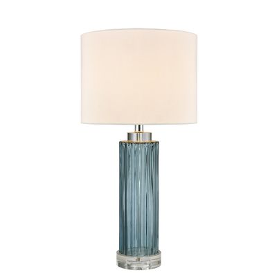 Serento Blue Glass Table Lamp & White Shade