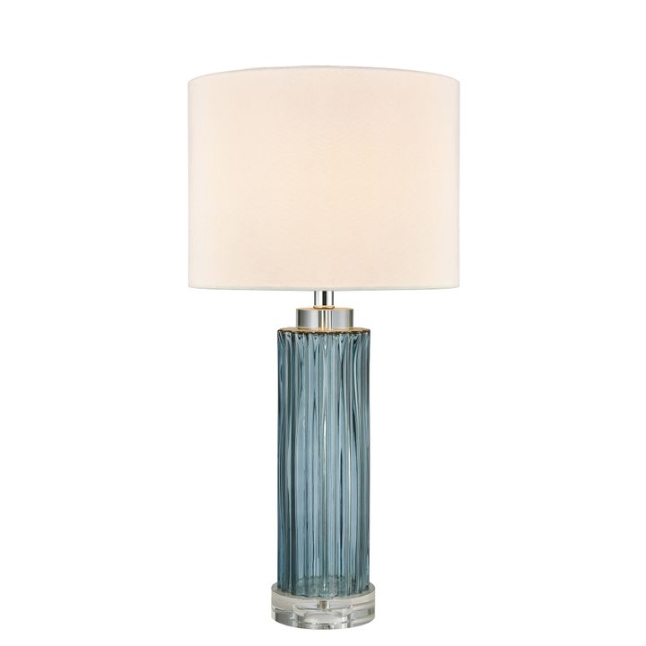 Serento Blue Glass Table Lamp & White Shade