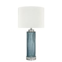 Serento Blue Glass Table Lamp & White Shade