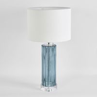 Serento Blue Glass Table Lamp & White Shade