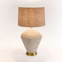 Caufield White Sandstone Table Lamp & Linen Shade