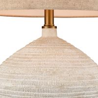 Caufield White Sandstone Table Lamp & Linen Shade