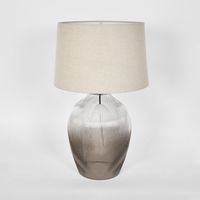 Misty Glass Table Lamp with Natural Linen Shade