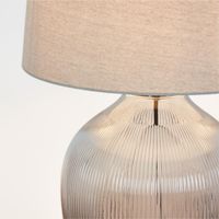 Misty Glass Table Lamp with Natural Linen Shade