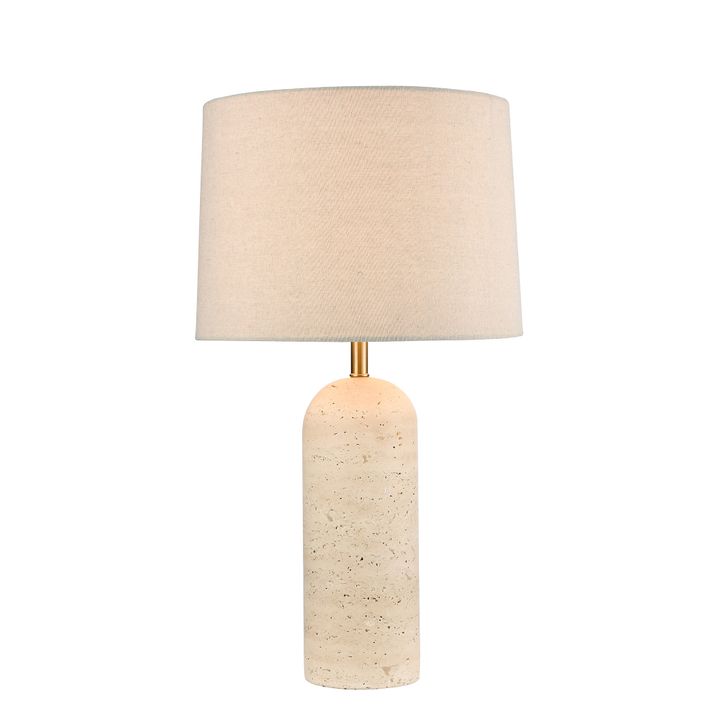 Olsen Travertine Table Lamp & Linen Shade