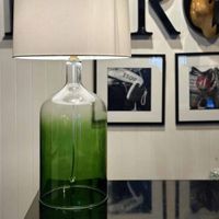 Henley Green Glass Table Lamp & White Shade
