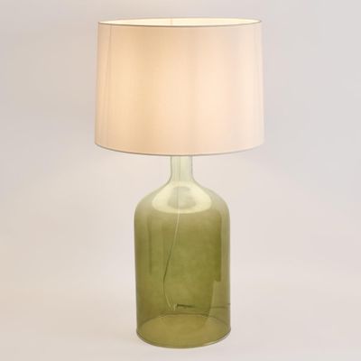 Henley Green Glass Table Lamp & White Shade