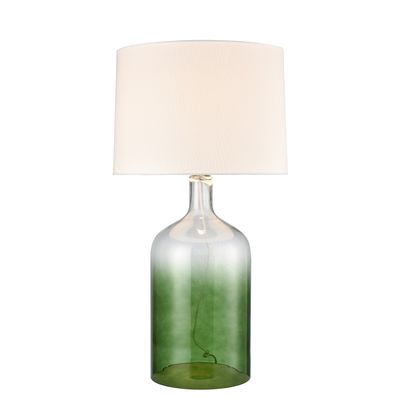 Henley Green Glass Table Lamp & White Shade