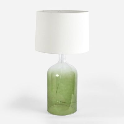 Henley Green Glass Table Lamp & White Shade