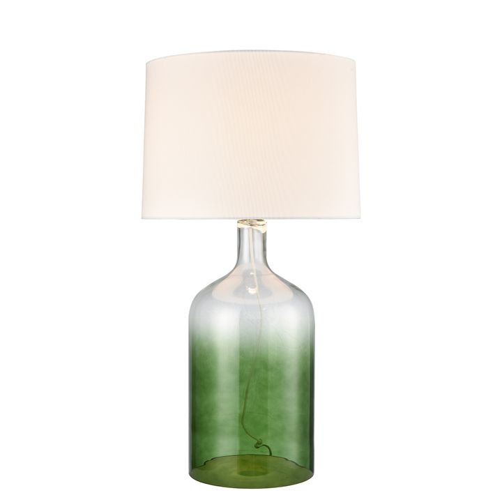 Henley Green Glass Table Lamp & White Shade