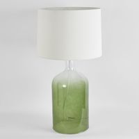 Henley Green Glass Table Lamp & White Shade