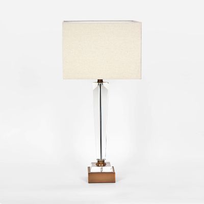 Monument Hand Cut Crystal Lamp & Natural Linen Shade
