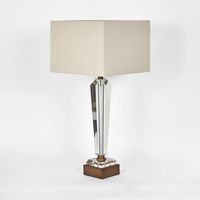 Monument Hand Cut Crystal Lamp & Natural Linen Shade