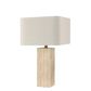 Imperial Travertine Table Lamp with Natural Linen Shade