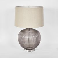 Linden Smoke Glass Table Lamp with Natural Linen Shade