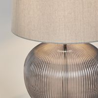 Linden Smoke Glass Table Lamp with Natural Linen Shade