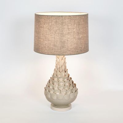 Petal Ceramic Table Lamp with Natural Linen Shade