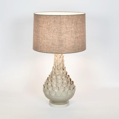 Petal Ceramic Table Lamp with Natural Linen Shade