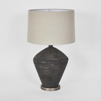 Meridien Black Lamp with Natural Linen Shade