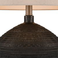 Meridien Black Lamp with Natural Linen Shade
