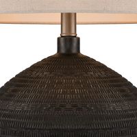 Meridien Black Lamp with Natural Linen Shade