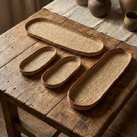 Kasuri Woven Trays Set of 4 Natural & Red