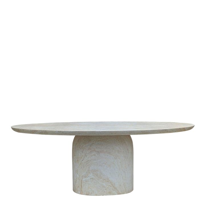 Corsica Oval Dining Table Ivory Travertine Look