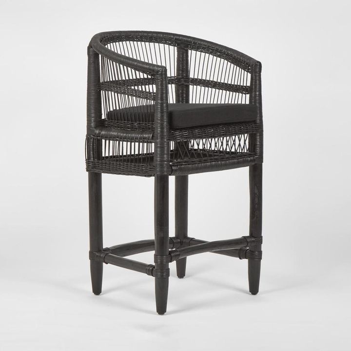 Livingstone Bar Stool Black/Black Cushion - Outdoor Under-Cover