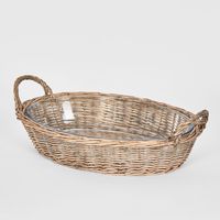 Oval Basket With Glass Dish