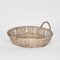 Round Basket With Glass Dish