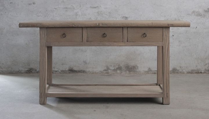 Tianjin Old Elm Wood Console with 3 Drawers