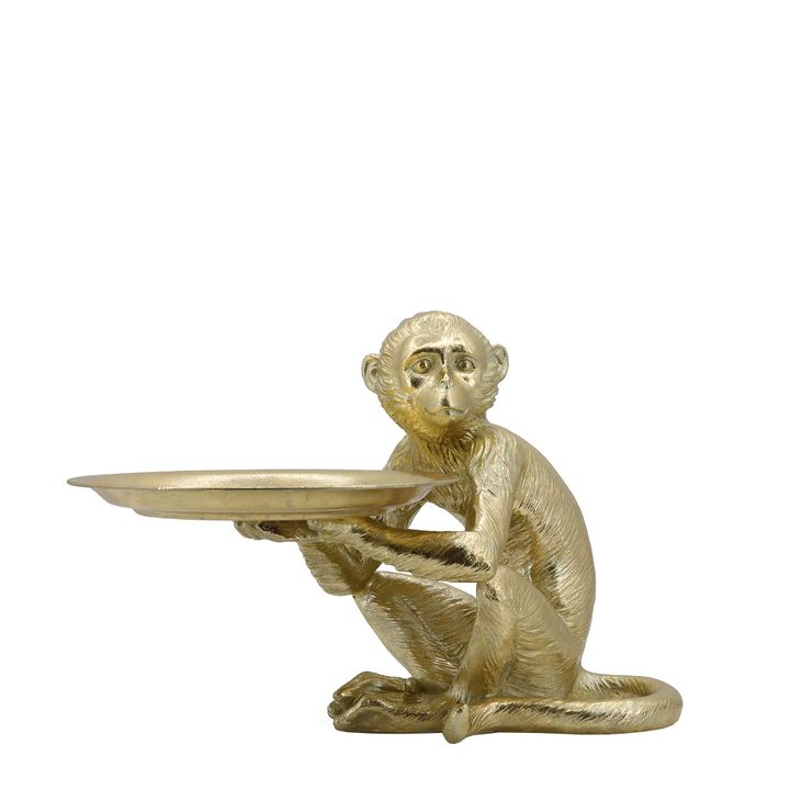 Albie Sitting Monkey With Tray Gold