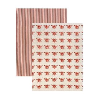 Honey Bee Tea Towel Pack of 2 Terracotta