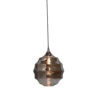 Onda - Smoke Grey/Clear Two-tone Gradient - Medium Rippled Glass Ball Pendant Light