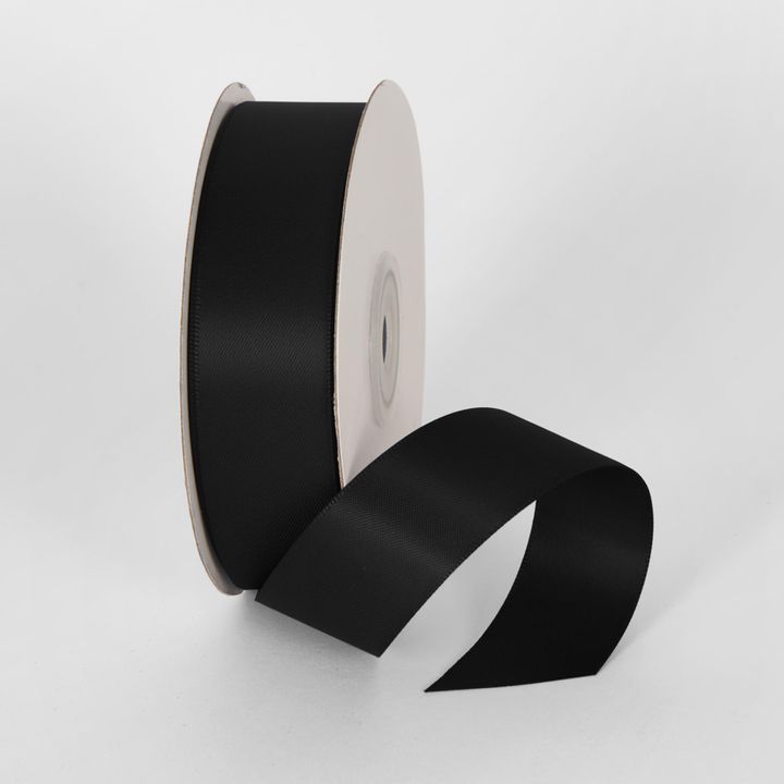 Black 25mm Double Sided Satin Ribbon 25 Yards - P123