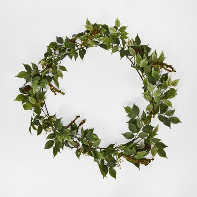 6ft Green Ficus Fittonia Berry Garland