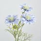 Light Blue Scabiosa 3 Flowers and 2 Buds