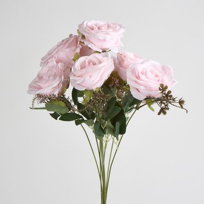 Deep Powder Pink Rose Bouquet x 9