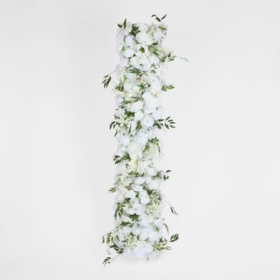 Flower Table Runner White