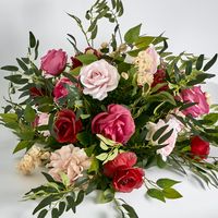 Flower Ball With Pink, Beige & Red Roses and green leaves