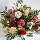 Flower Ball With Pink, Beige & Red Roses and green leaves