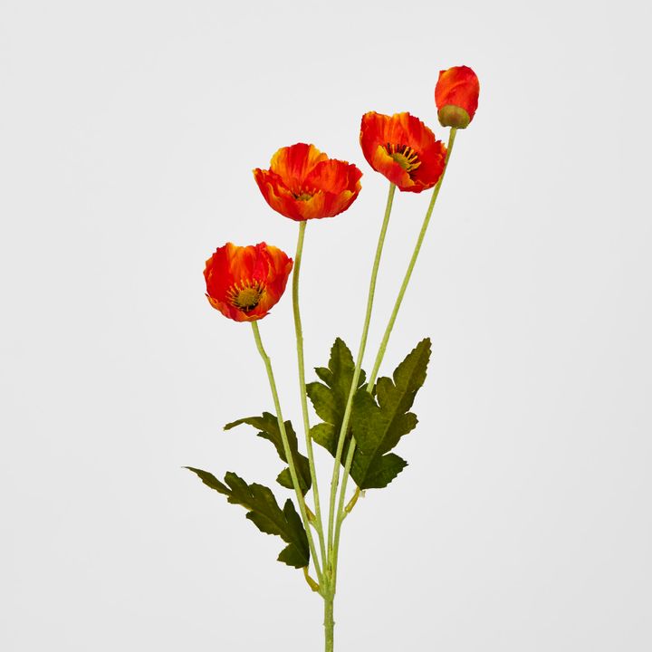 Orange Poppy Spray 3 Flowers 1 bud