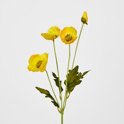 Yellow Poppy Spray 3 Flowers 1 bud