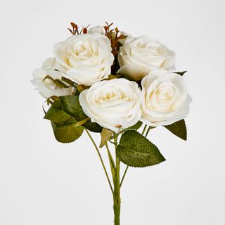 39cm White Rose Bush x 9