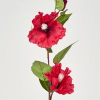 Red Hibiscus Spray 2 Flowers 75cm