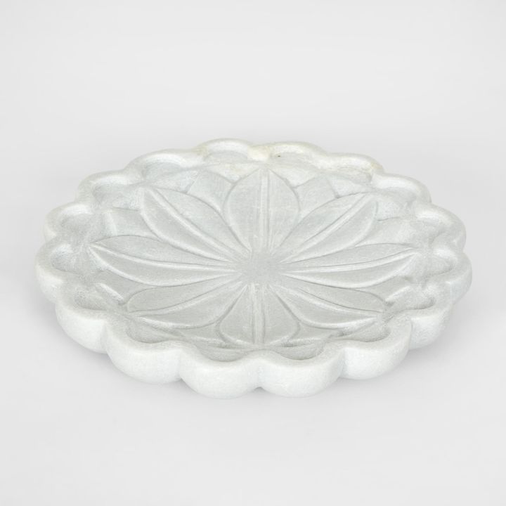 Lia Marble Flower Bowl Medium White