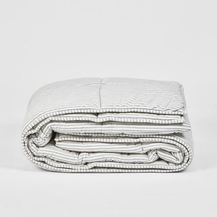 Ticking Throw Quilt 240x240 Grey