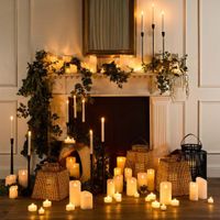 LED Battery Operated Wax Taper Candles Set of 2 White 22cm