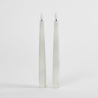 LED Battery Operated Wax Taper Candles Set of 2 White 22cm